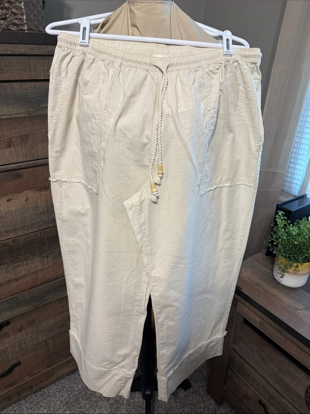 H&M Cream Wide Leg Drawstring Pants